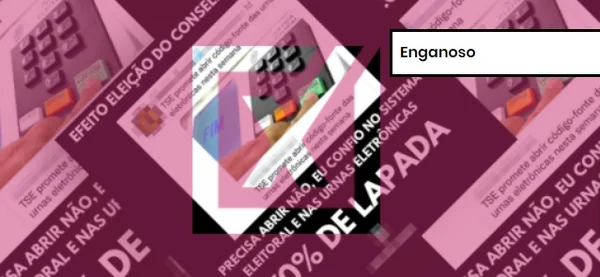 Captura de tela de post enganoso sobre a abertura do código-fonte das urnas eletrônicas