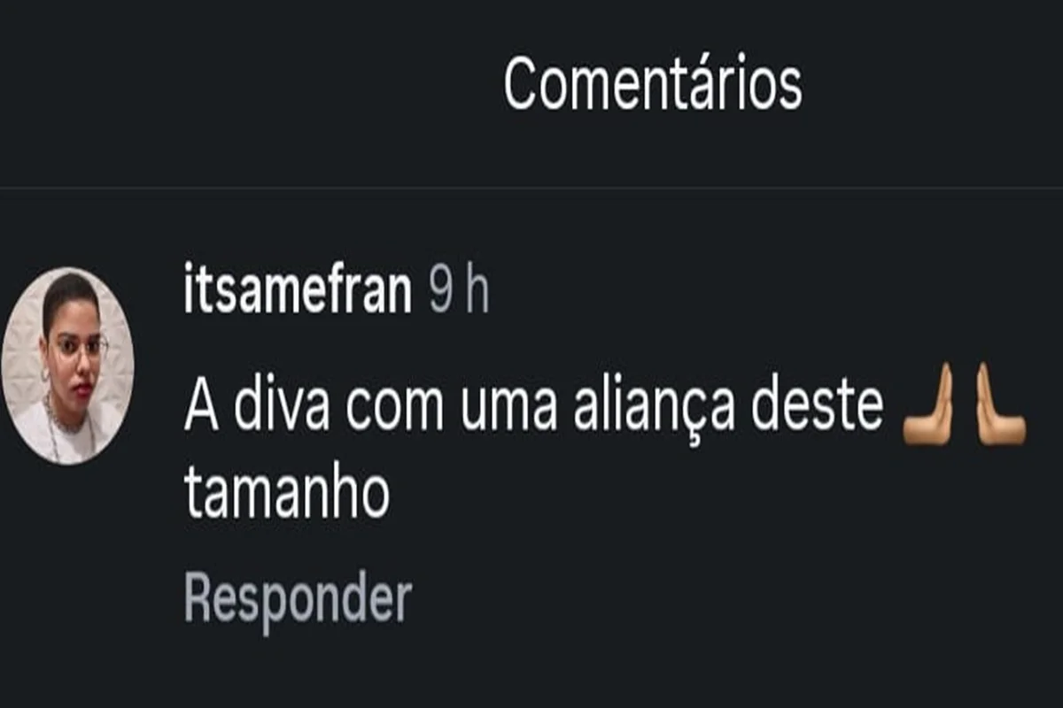 Fãs de Rebeca Andrade reagiram ao post com aliança em destaque Fãs de Rebeca Andrade reagiram ao post com aliança em destaque
