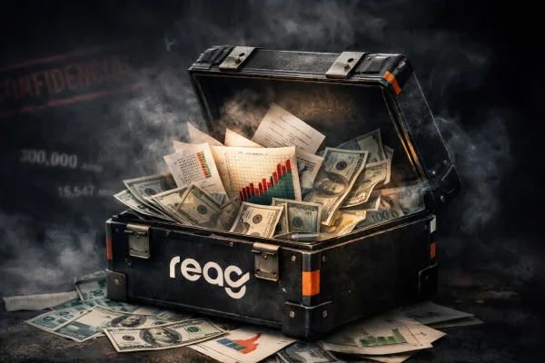Caixa-preta com a logo da Reag