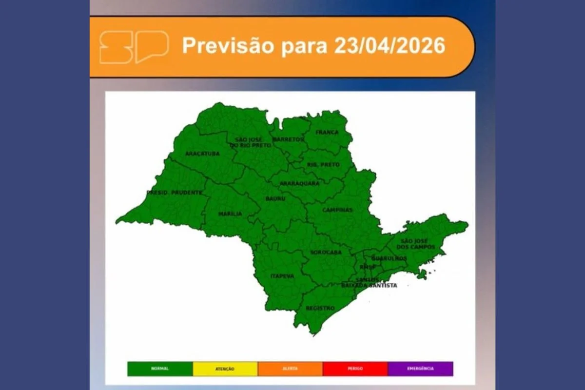 Previsão do tempo para São Paulo no dia 23 de abril de 2026