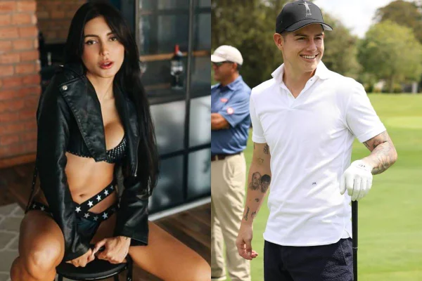montagem com fotos de Fernanda Campos e James Rodríguez - metrópoles