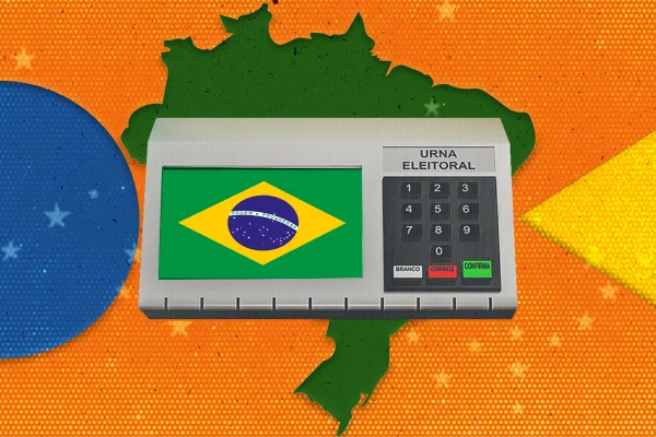 Imagem colorida, Ilustração de urna eletrônica nas eleições 2026- Metrópoles