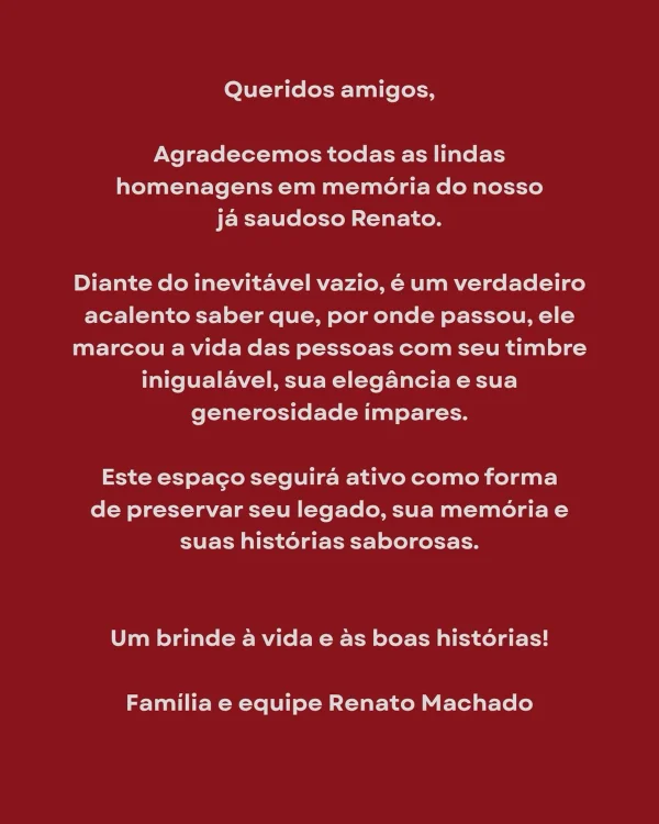 Família de Renato Machado decide manter perfil do jornalista na web - destaque galeria Família de Renato Machado decide manter perfil do jornalista na web - destaque galeria