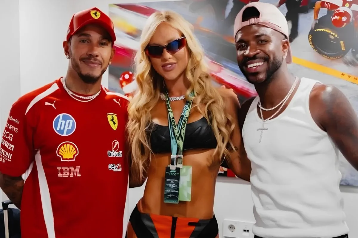 Lewis Hamilton, Virginia Fonseca e Vini Jr. Lewis Hamilton, Virginia Fonseca e Vini Jr.