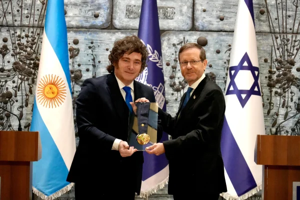 Presidentes da Argentina e de Israel, Javier Milei e Isaac Herzog