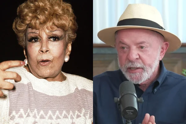 Montagem de imagens mostra Dercy Gonçalves (à esquerda) e Lula (à direita) - Metrópoles