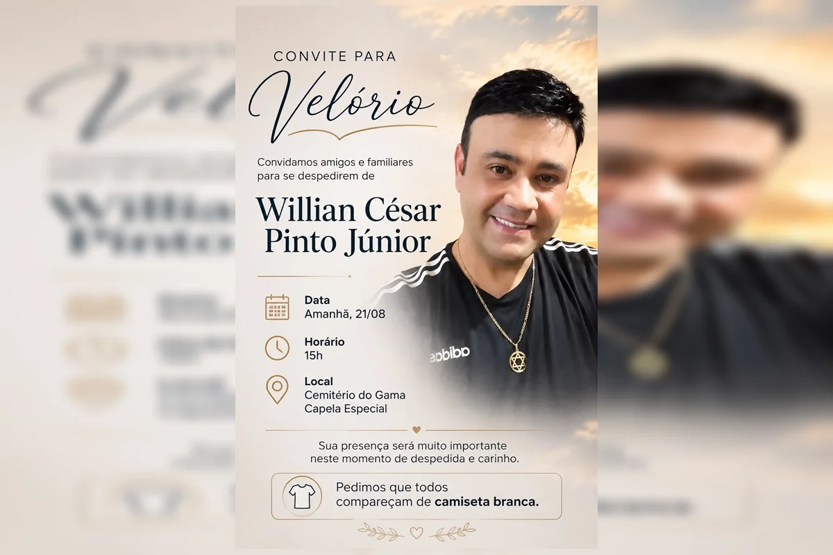 Velório será no Cemitério do Gama na Capela Especial a partir das 15h desta sexta-feira (21/8) Velório será no Cemitério do Gama na Capela Especial a partir das 15h desta sexta-feira (21/8)