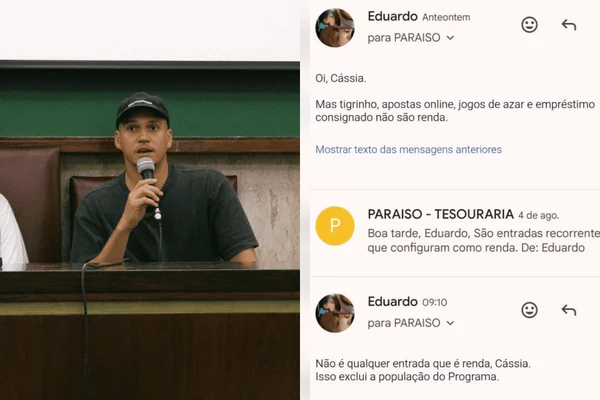 Colagem colorida de estudante que perdeu bolsa em faculdade por conta do vício da mãe em apostas - Metrópoles