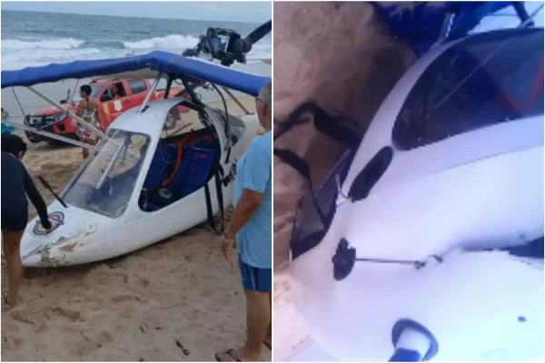 Imagem colorida, Aeronave pilotada por prefeito faz pouso forçado em praia de Recife - Metrópoles