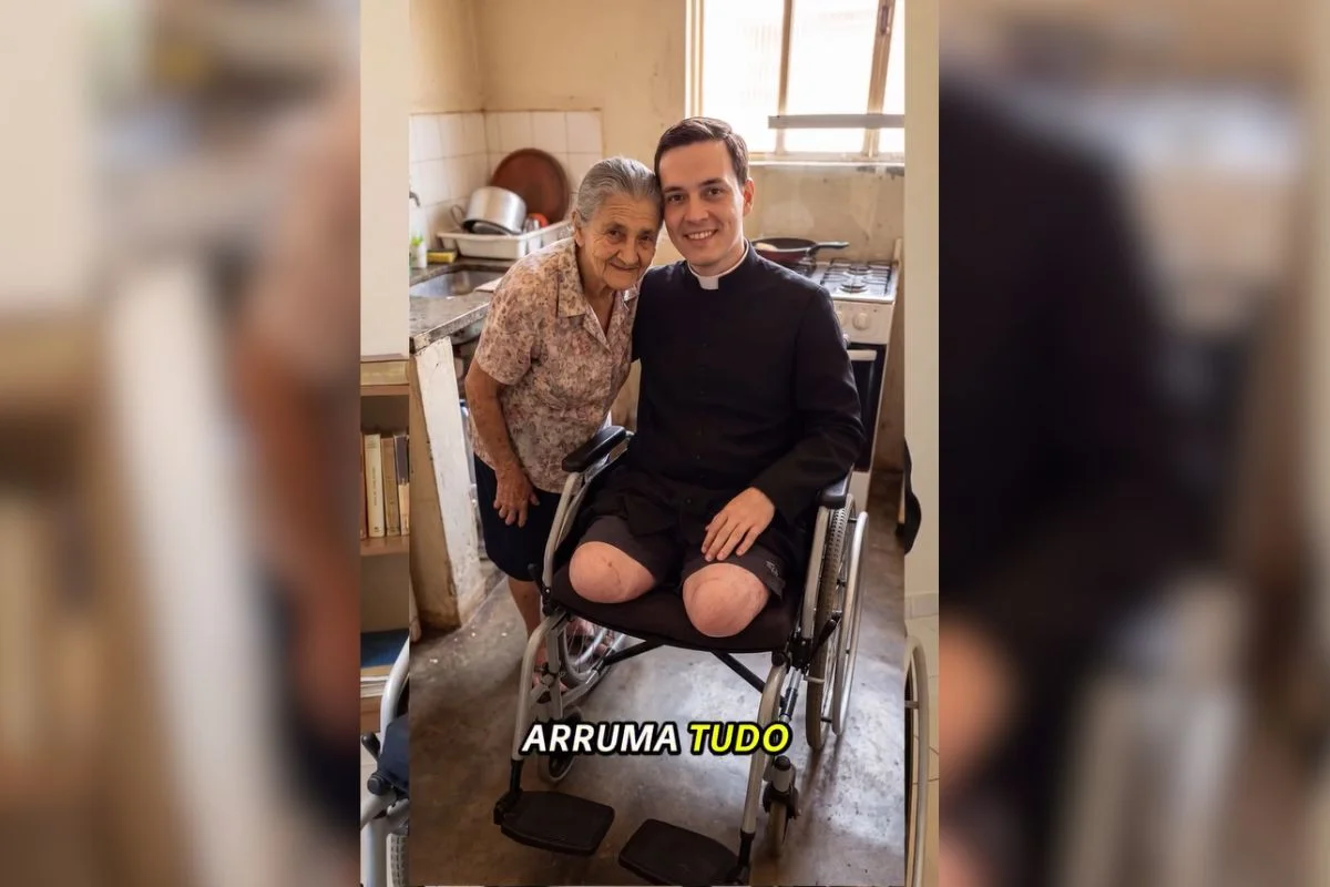 Vídeo criado com inteligência artificial contava a história de um padre que teria perdido as duas pernas e precisava comprar próteses Vídeo criado com inteligência artificial contava a história de um padre que teria perdido as duas pernas e precisava comprar próteses
