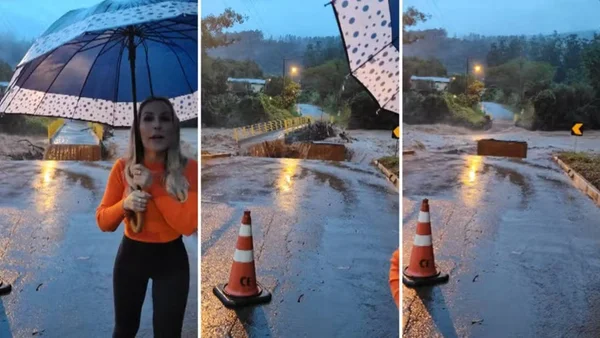 imagem colorida ponte arrastada chuvas vídeo prefeita