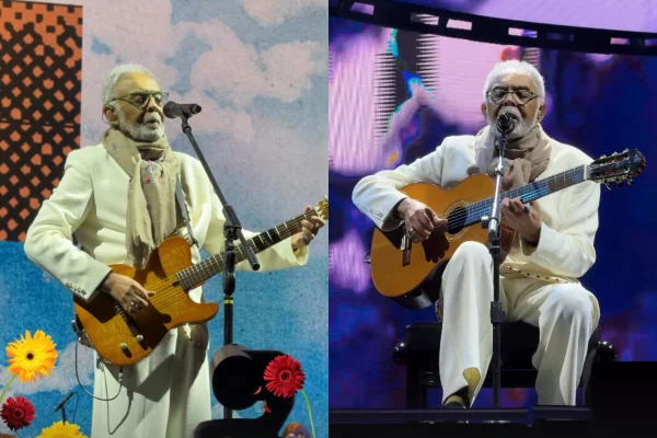 Prints coloridos de show de Gilberto Gil em Porto Alegre