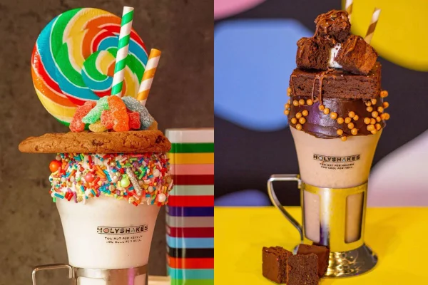 montagem com milkshakes