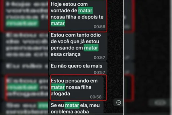 A mulher fala que vai matar a filha afogada