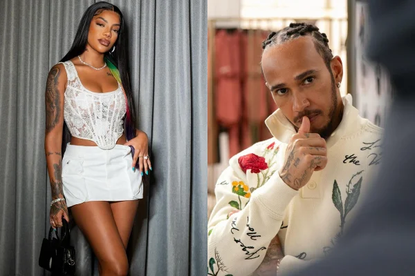 Montagem com fotos de Ludmilla e Lewis Hamilton - Metrópoles