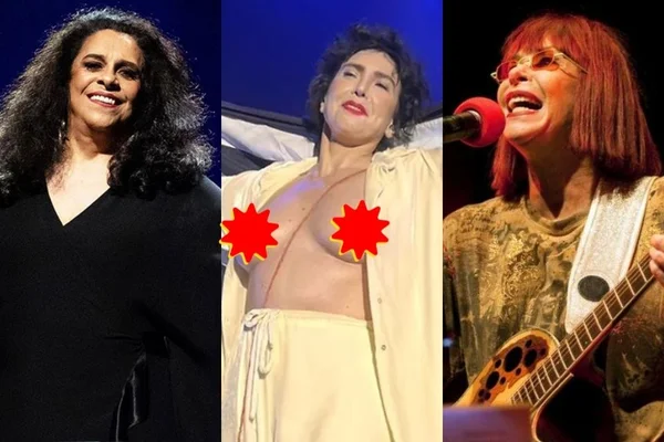 Adriana Calcanhotto mostra os seios em homenagem a Gal Costa e Rita Lee; assista