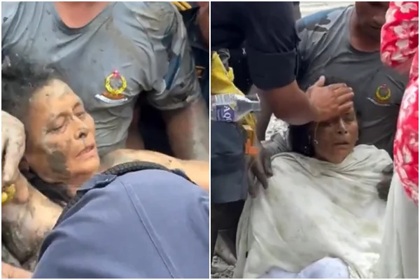 Após dez dias soterrada pela lama, equipes de resgate conseguiram retirar com vida uma mulher de 64 anos - Metrópoles