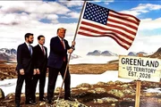 Trump publica imagem ficando bandeira dos EUA na Groenlândia Trump publica imagem ficando bandeira dos EUA na Groenlândia