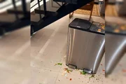 Foto que mostra a comida jogada fora pelo advogado