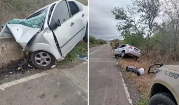 Quatro pessoas da mesma família morrem após carro bater em mureta