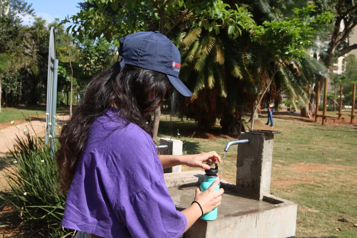 Bebedouros públicos disponíveis para hidratação da população no Parque Augusta, em Bela Vista Bebedouros públicos disponíveis para hidratação da população no Parque Augusta, em Bela Vista