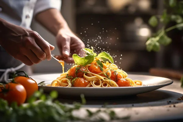 Macarrão do chefe prato bem elaborado