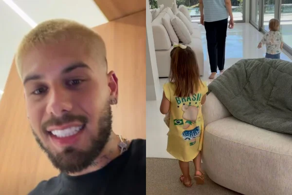 Filhos de Zé Felipe conhecem nova mansão do cantor