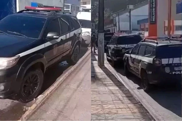 Imagem colorida de carros da polícia