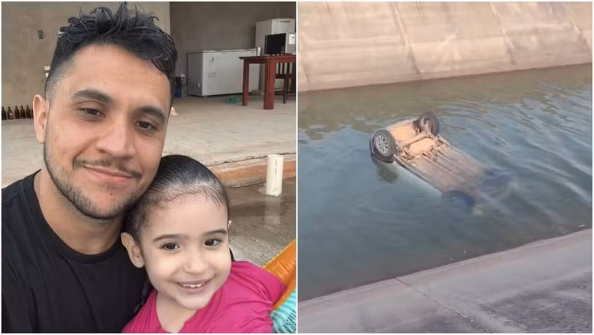 imagem colorida pai e filha carro submerso ceará