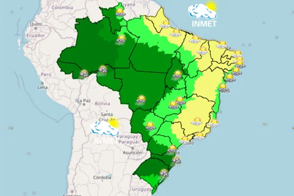 Foto colorida mapa previsão do tempo 20/11 - Metrópoles