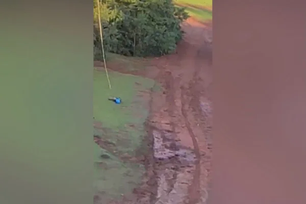 Criança fica no chão em acidente de rope jump antes de tragédia