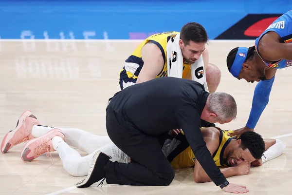 Imagem colorida de Tyrese Haliburton, do Indiana Pacers, na final da NBA- Metrópoles