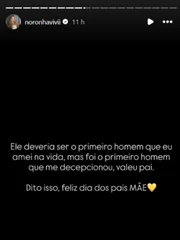 Desabafo de Vivi noronha no Dia dos Pais. Desabafo de Vivi noronha no Dia dos Pais.