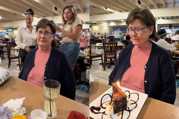 Idosa se emociona ao celebrar aniversário com amigos que fez semanas antes
