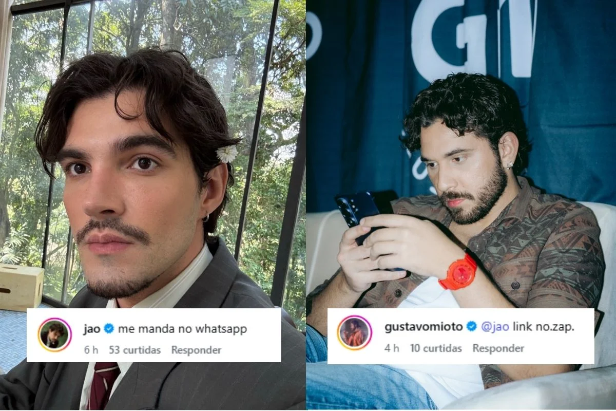 Gustavo Mioto e Jão trocam brincadeiras após fãs apontarem semelhanças entre as novas fases dos artistas Gustavo Mioto e Jão trocam brincadeiras após fãs apontarem semelhanças entre as novas fases dos artistas