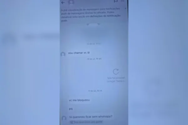 Imagem colorida de print de conversa com relato de abuso contra uma criança de 9 anos - Metrópoles