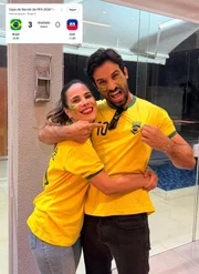 Wanessa Camargo e Bruno Bevan celebram vitória da Seleção Brasileira