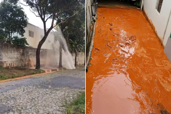 Cano da Copasa inunda casa de lama e bombeiros resgatam moradora