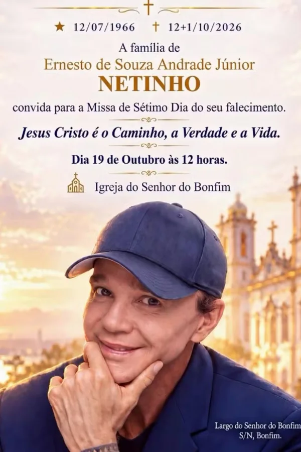 Família de Netinho divulga detalhes da missa de sétimo dia do cantor - destaque galeria Família de Netinho divulga detalhes da missa de sétimo dia do cantor - destaque galeria