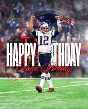 Arte do Patriots de parabéns para Tom Brady pelos seus 44 anos