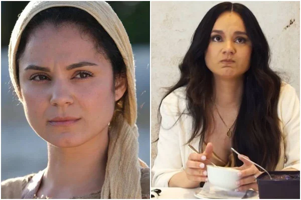 Montagem colorida com fotos da atriz Lara Silva em The Chosen - Metrópoles