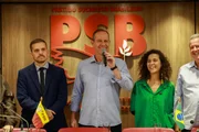 O candidato ao Governo do Distrito Federal, Ricardo Cappelli, participa de evento na sede do PSB, em Brasília, nesta quinta-feira (13) O candidato ao Governo do Distrito Federal, Ricardo Cappelli, participa de evento na sede do PSB, em Brasília, nesta quinta-feira (13)