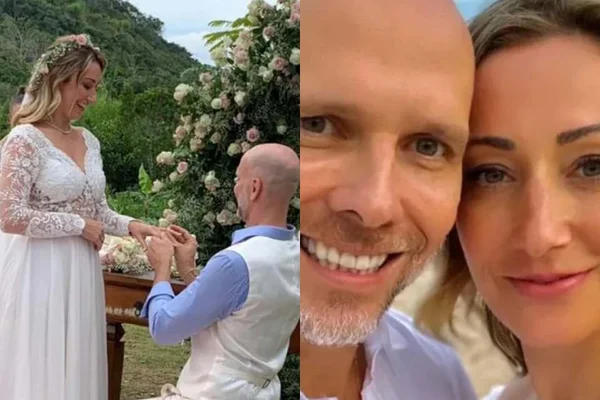 Ex-nadador Xuxa casa em evento íntimo e ao ar livre em Florianópolis