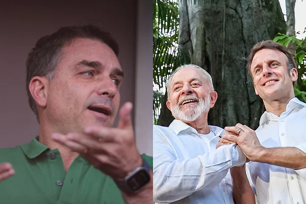 Flávio Bolsonaro diz que Macron só vem ao Brasil para “tirar foto”