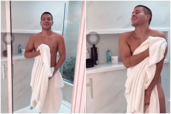 Maíra Cardi filma Arthur pelado após primeiro banho fora do BBB22