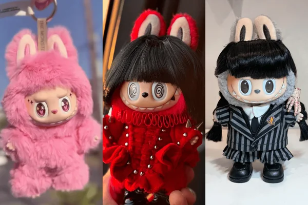 Foto com cor. Labubus customizados - Metrópoles