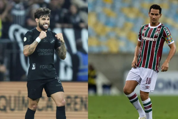 Foto colorida de Yuri Alberto e PH Ganso, estrelas de Corinthians e Fluminense - Metrópoles