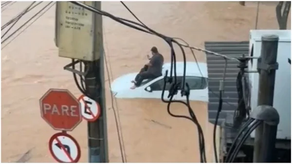 Nas imagens registradas por uma internauta é possível ver que a avenida Brigadeiro Eduardo Gomes foi completamente tomada pela água