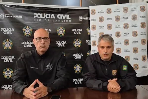 Superintendente Regional da PF no Rio de Janeiro, Fábio Galvão e o Secretário de Polícia Civil, Felipe Curi