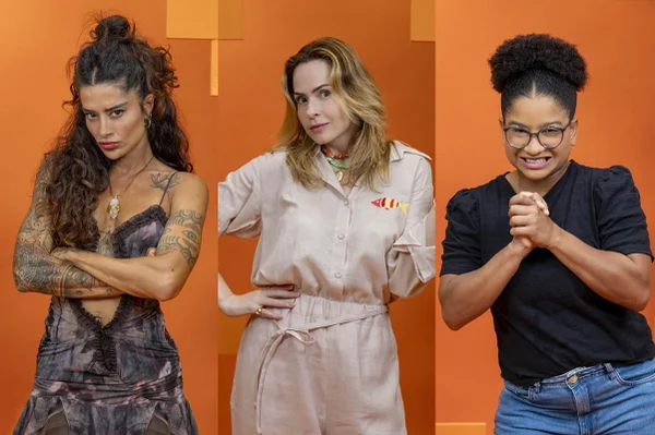 montagem com fotos de Aline Campos, Ana Paula Renault e Milena no BBB 26 - METRÓPOLES